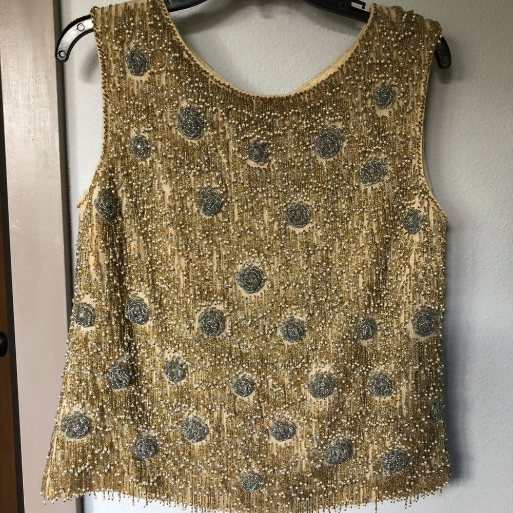 Vintage 80s/90s Harry Cooper beaded sleeveless top